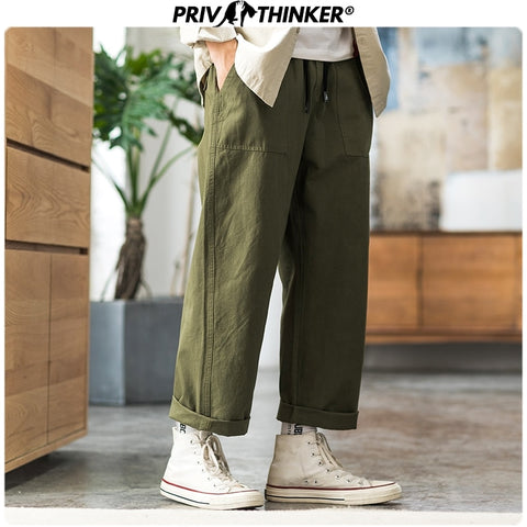 Privathinker Men Autumn Vintage Army Green Joggers 2019 Mens Loose Srraight Slim-fit Pants Male Fashion Streetwear Cargo Pants