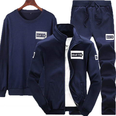 NIGRITY 2019 Mens 2/3-piece-set Sweatshirt+jacket+Pant Sports Wear Track Suit Gyms Pants Casual Men's Sports Suit Fitness sets