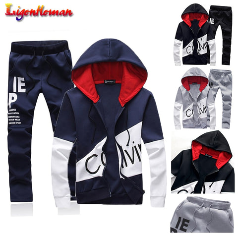 Mens set letter sportswear sweatsuit men with pants sweat track suit jacket hoodie 5XL large size male sporting suits Tracksuit