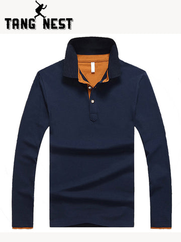 TANGNEST 2019 Hot Sale Long-sleeve Polo Shirt Plus 5 Colors Casual Turn-down Collar Polo Good Quality Polo Shirt Men MTP452