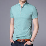 2019 New Fashion Brand Polo Shirt Men's Summer Mandarin Collar Slim Fit Solid Color Button Breathable Polos Casual Men Clothing